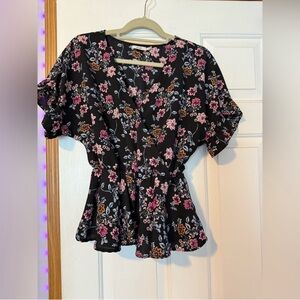 Mi Amore Black Floral Blouse
